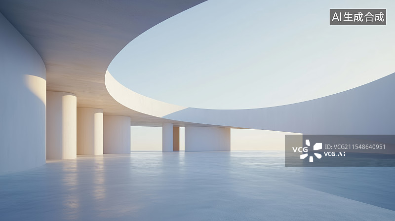 【AI数字艺术】现代建筑广场空间场景图片素材