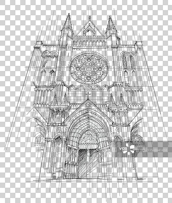 香槟大教堂手绘图图片素材