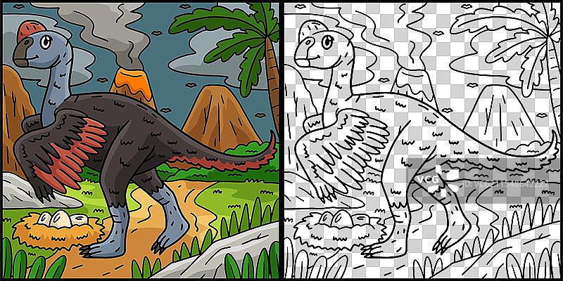 恐龙盗龙涂色页图片素材