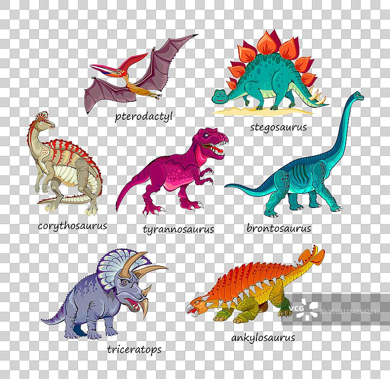 一组史前灭绝的恐龙图片素材