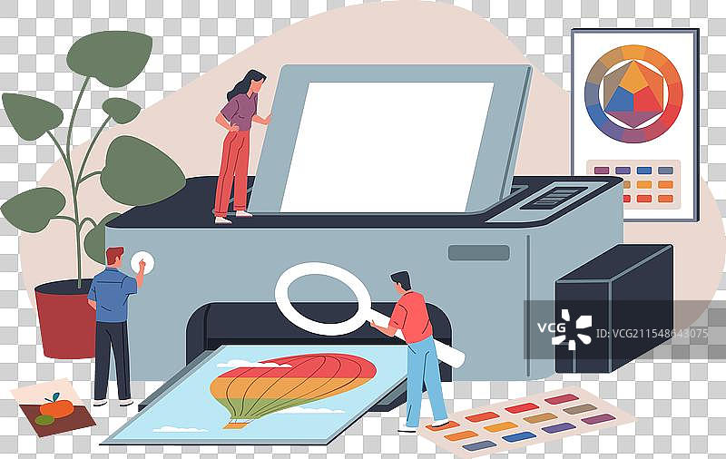 印刷厂的排版工人们图片素材