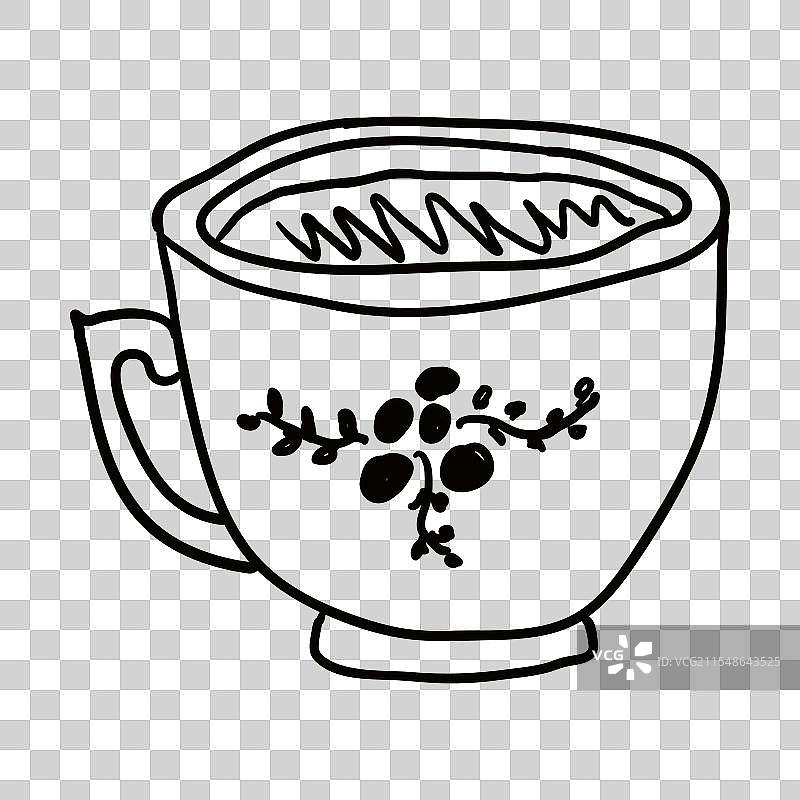 圣诞节手绘的热可可和蛋奶酒杯图片素材