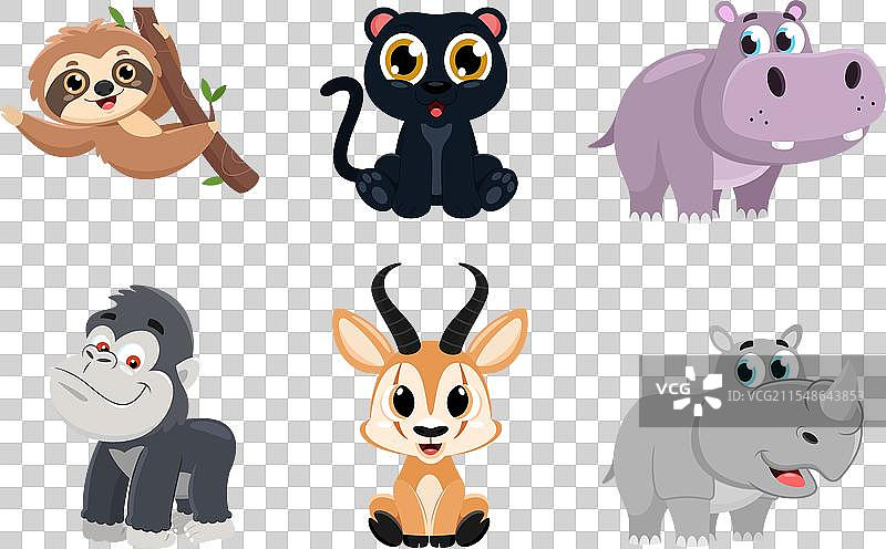 可爱的婴儿野生动物卡通角色图片素材