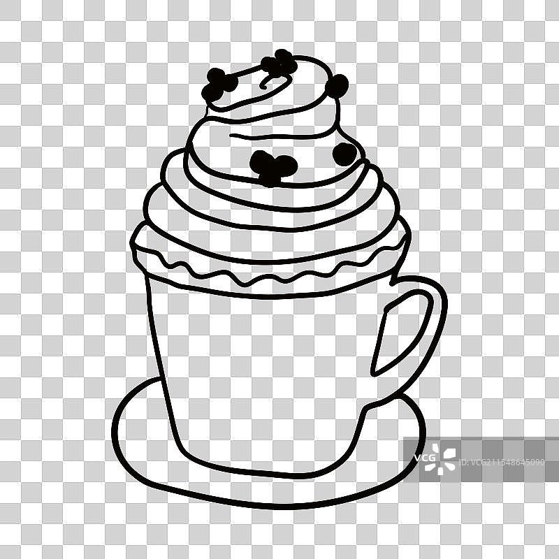 手绘的圣诞热可可和蛋奶酒杯图片素材