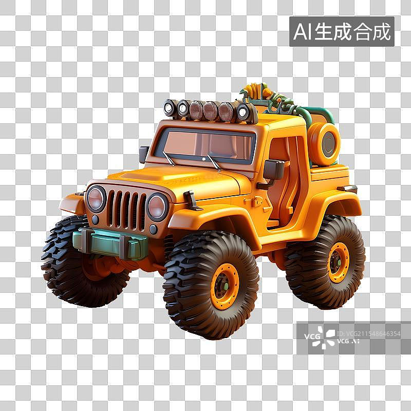 【AI数字艺术】3d卡通黄色越野车图片素材