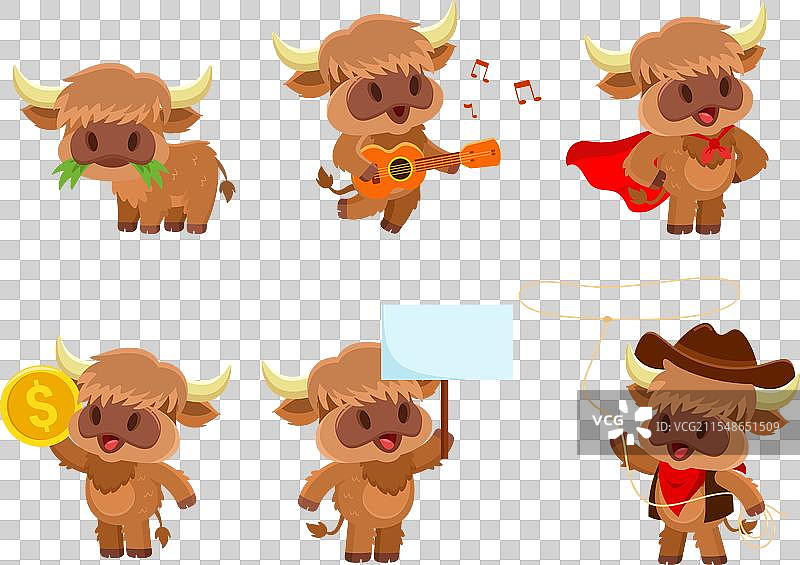 可爱的高地小牛角色系列图片素材