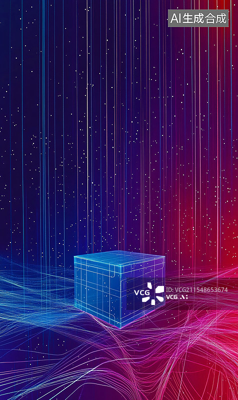 【AI数字艺术】数字空间中的立方体图片素材