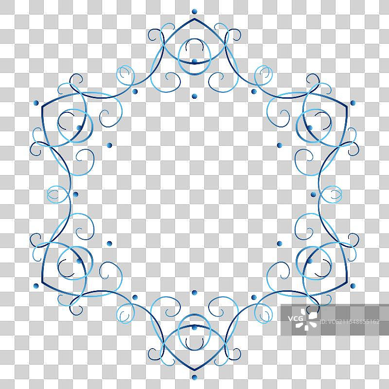 蓝色优雅冬季框架六边形冬季曼陀罗图片素材