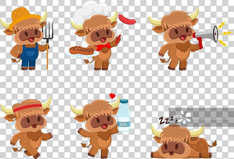 可爱的高地小牛角色系列图片素材