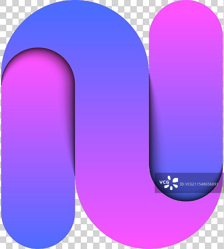 字母N的3D设计标志，鲜艳的蓝色和绿色图片素材