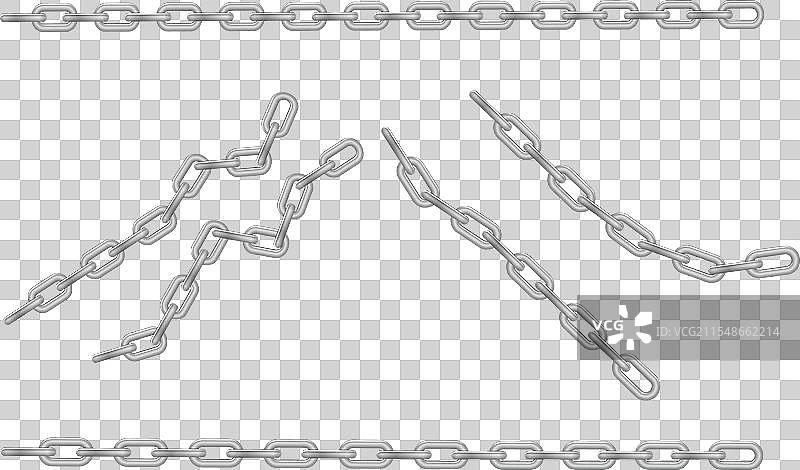 免费的金属链条，带有孔或断裂的钢铬图片素材
