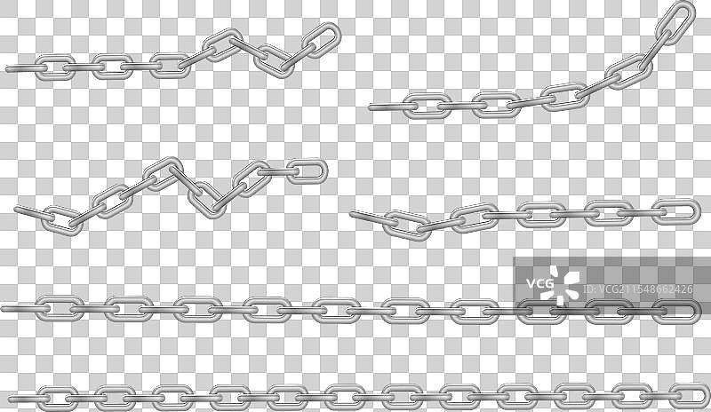 免费的金属链条，带有孔或断裂的钢铬图片素材