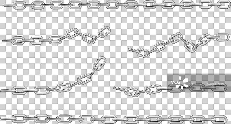 免费的金属链条，带有孔或断裂的钢铬图片素材