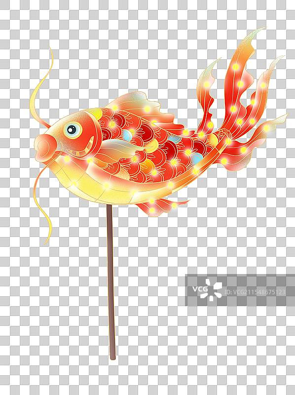 手绘国潮风元宵节鱼灯免抠元素图片素材