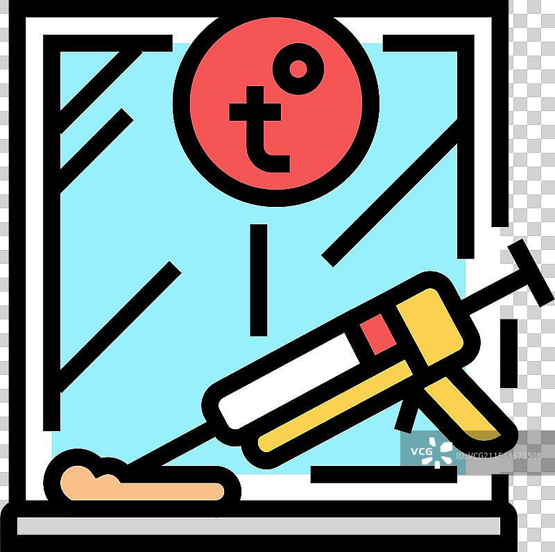 窗户密封胶家庭彩色图标图片素材