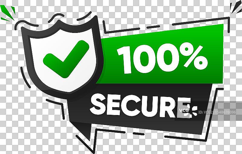 100%安全横幅，孤立在白色背景上图片素材