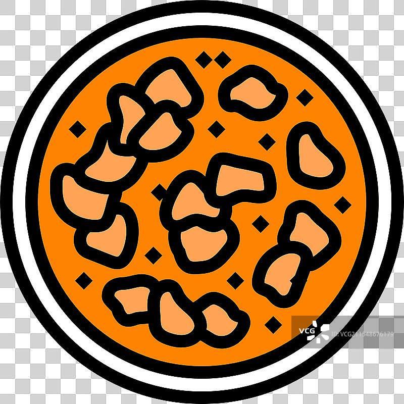 提卡马萨拉鸡肉菜肴彩色图标图片素材