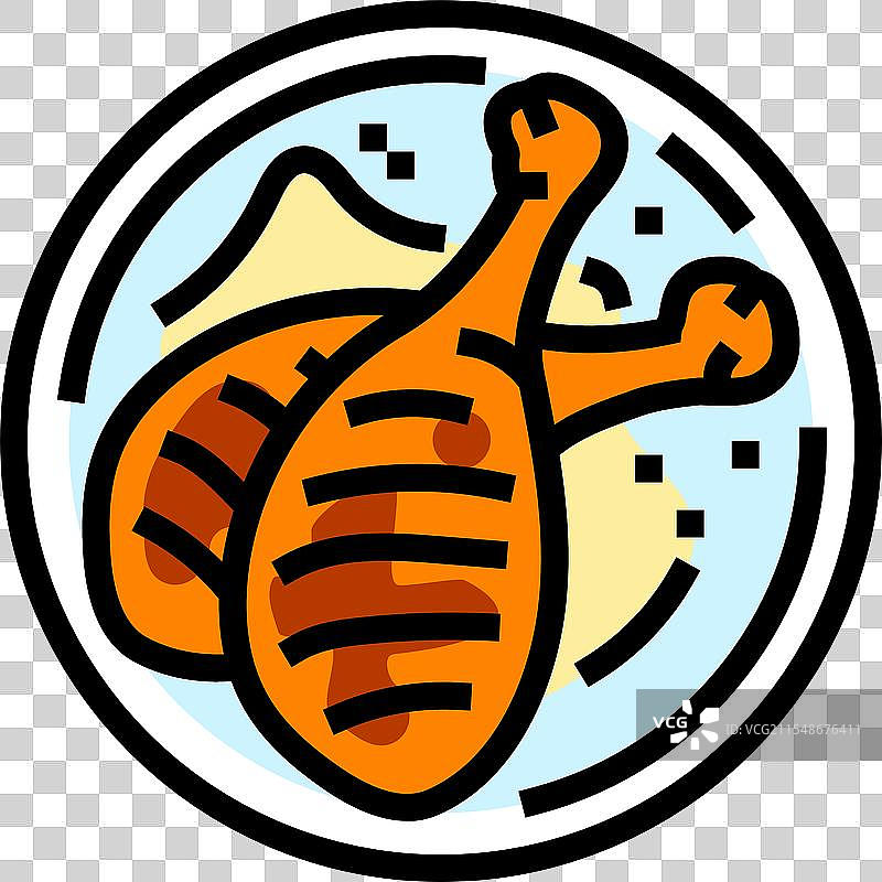 鸡腿菜肴彩色图标图片素材
