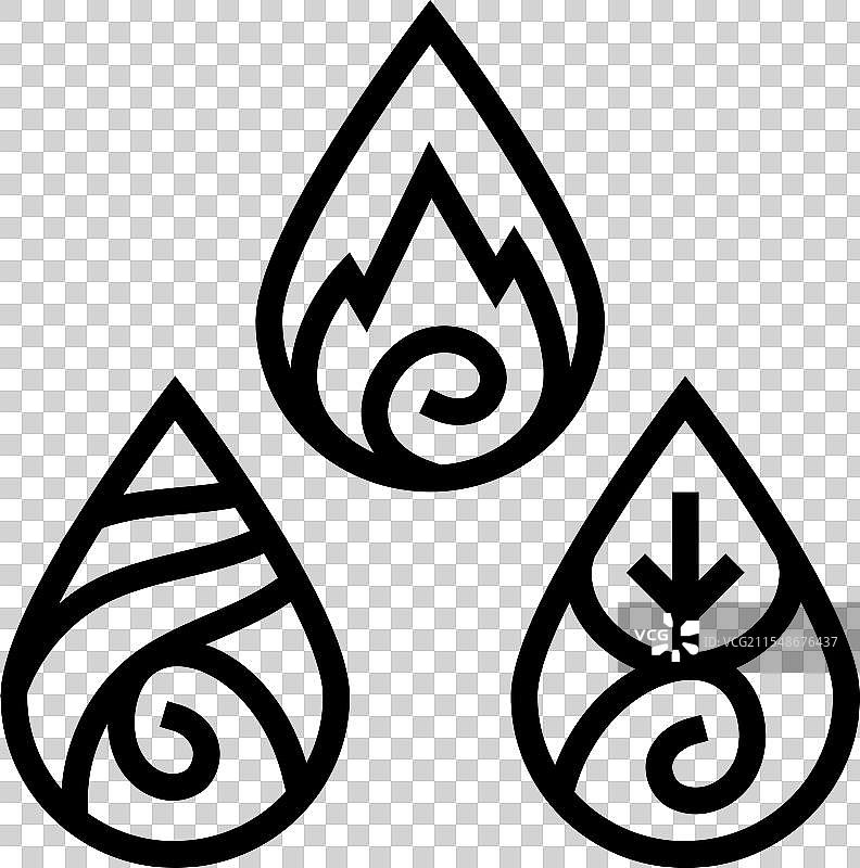 阿育吠陀的三种体质线条图标图片素材