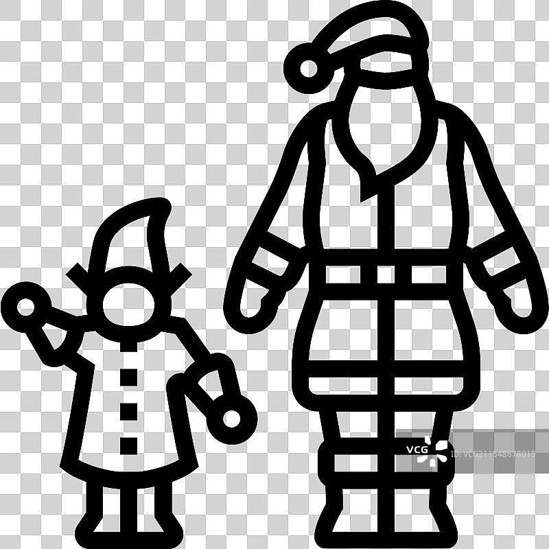 圣诞老人和精灵的线条图标图片素材