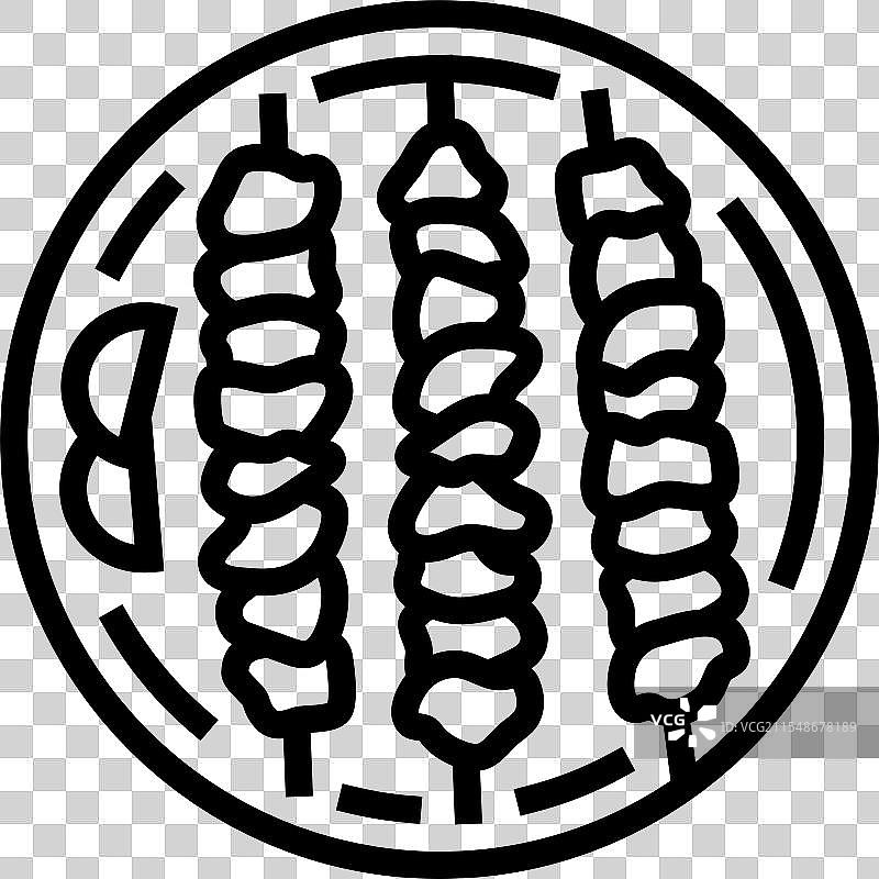 沙爹鸡肉食品线条图标图片素材