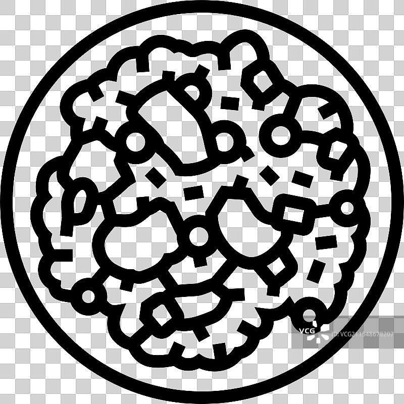 鸡肉炒饭菜肴线条图标图片素材