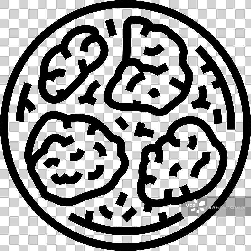 鸡肉饺子菜肴线条图标图片素材