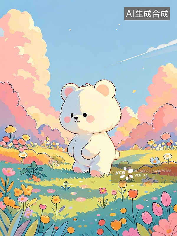 【AI数字艺术】春日小熊散步图片素材