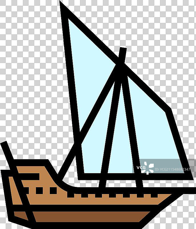 古老的阿拉伯帆船彩色图标图片素材