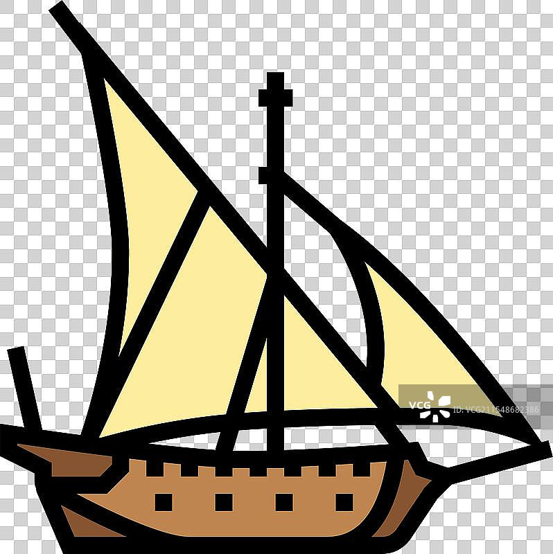 古老的帆船彩色图标图片素材