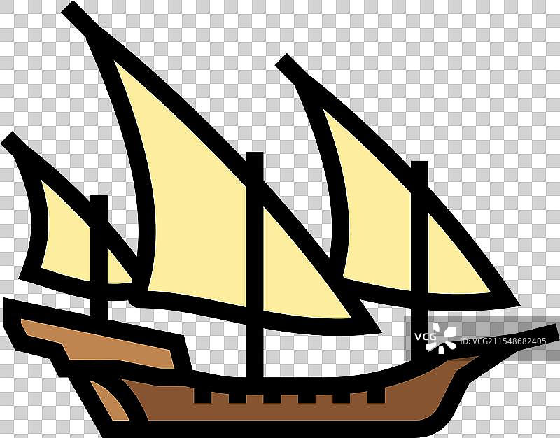 古代船只的色彩图标图片素材