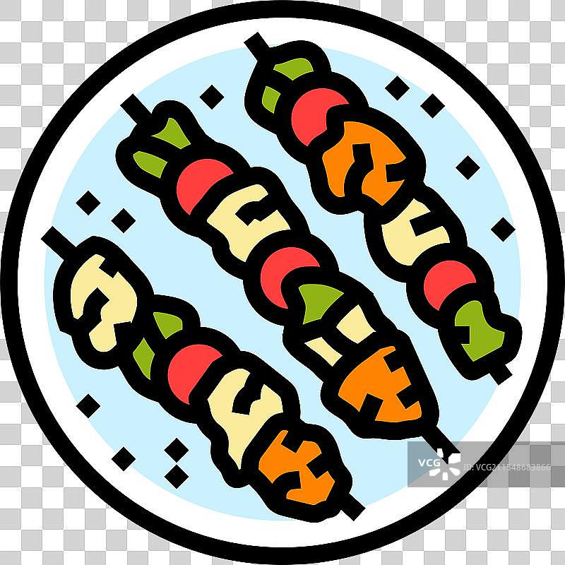 鱼肉串的彩色图标图片素材