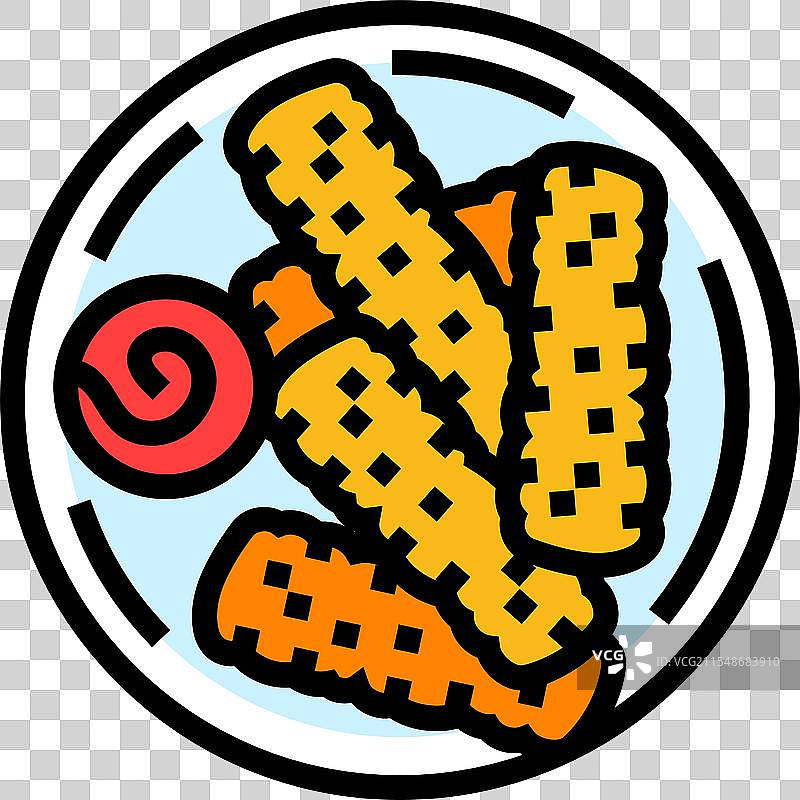 手指与鱼的彩色图标图片素材