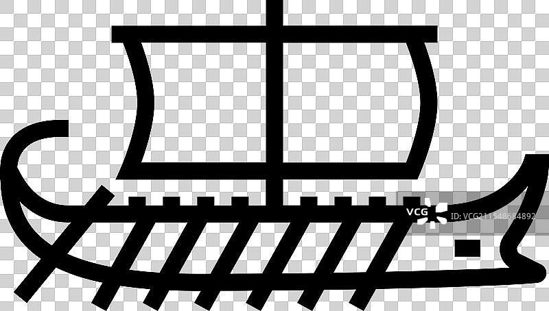 古代长船线条图标图片素材