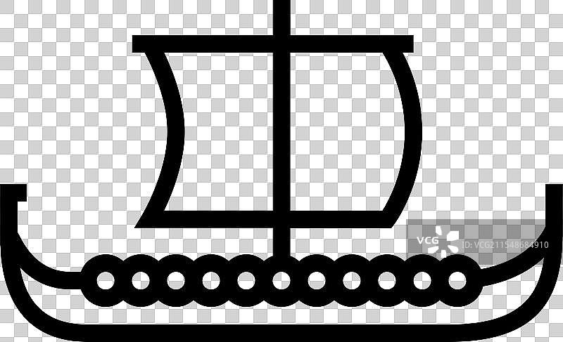 古代帆船线条图标图片素材