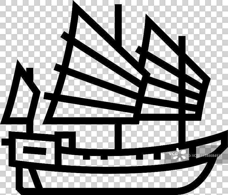 古代船只的线条图标图片素材