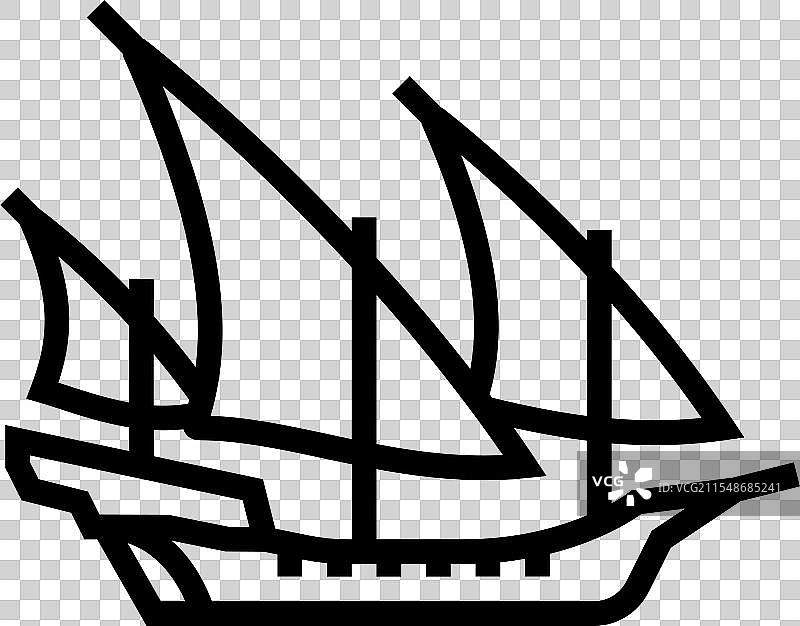 古代船只的线条图标图片素材