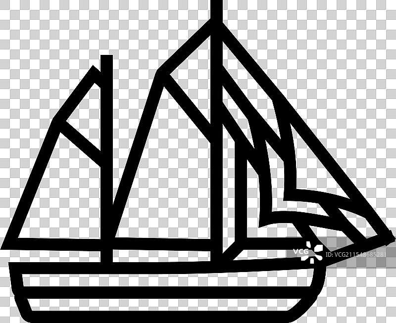 古代船只线条图标图片素材