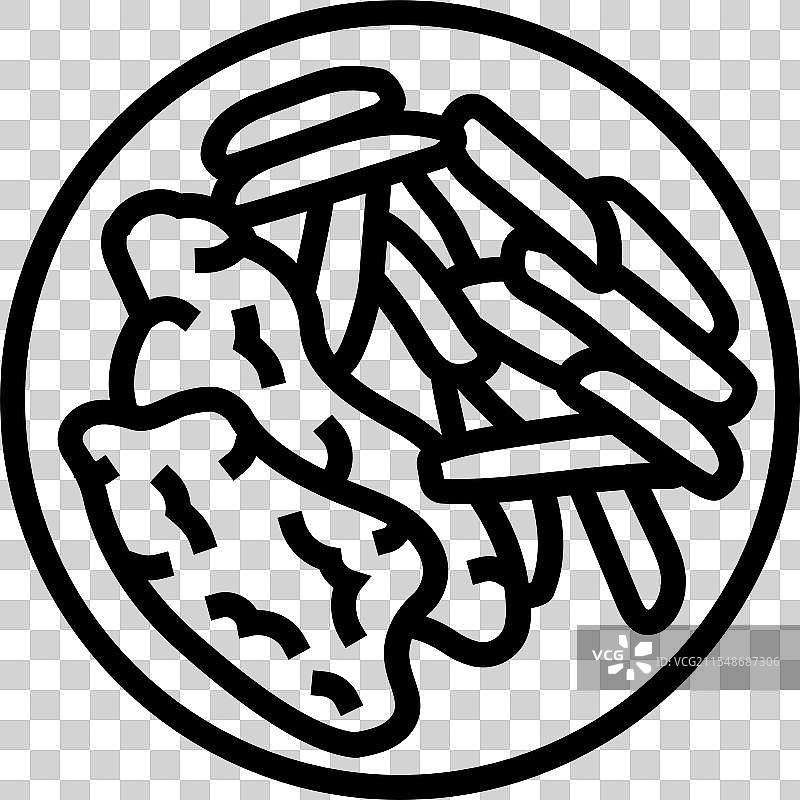 鱼和薯条线条图标图片素材