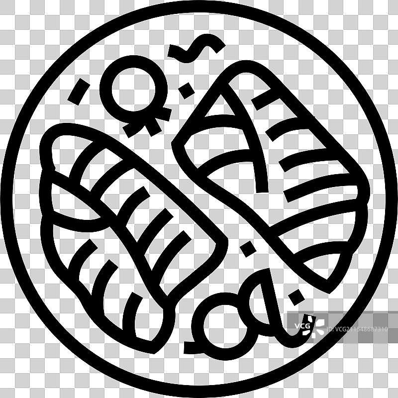 烤鳕鱼线条图标图片素材