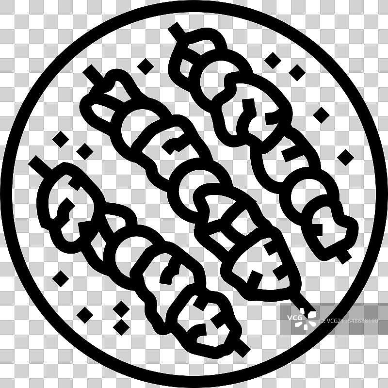 鱼肉串线条图标图片素材