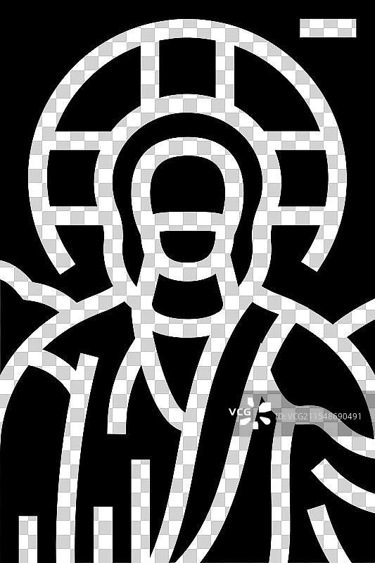 拜占庭风格的马赛克基督图标图片素材