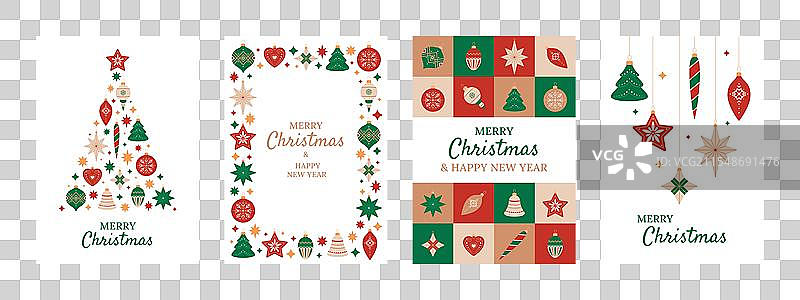 圣诞快乐和新年快乐的竖版贺卡图片素材