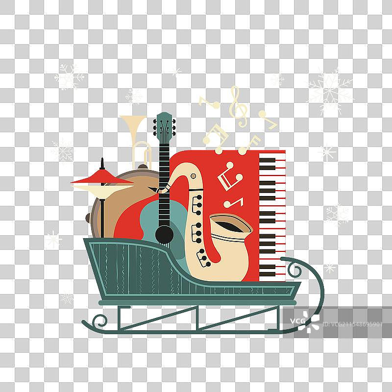 圣诞雪橇图标中的乐器图片素材