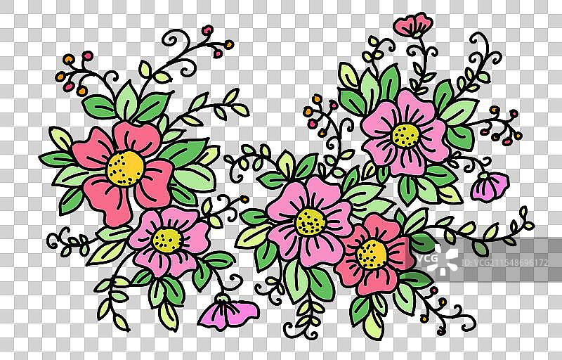 彩色艺术绘画花卉装饰邀请函图片素材