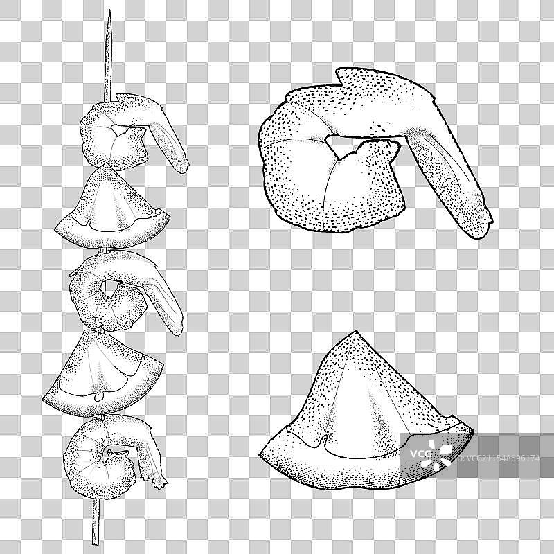 烤虾的雕刻图图片素材