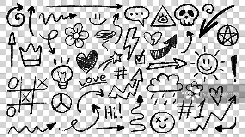 手绘涂鸦元素合集和图片素材