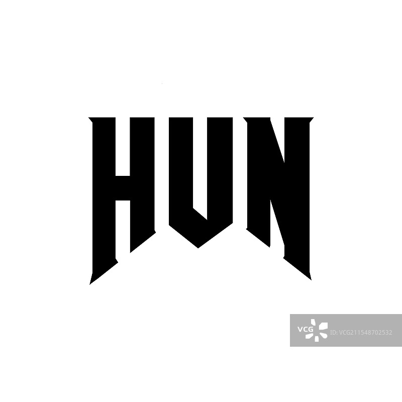 技术公司“HUN”的字母标志设计图片素材