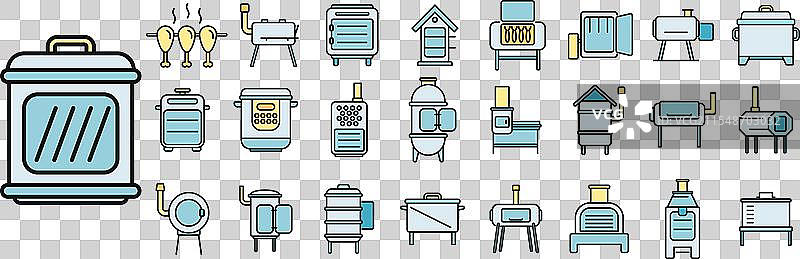 烟熏屋图标集 彩色线条图片素材