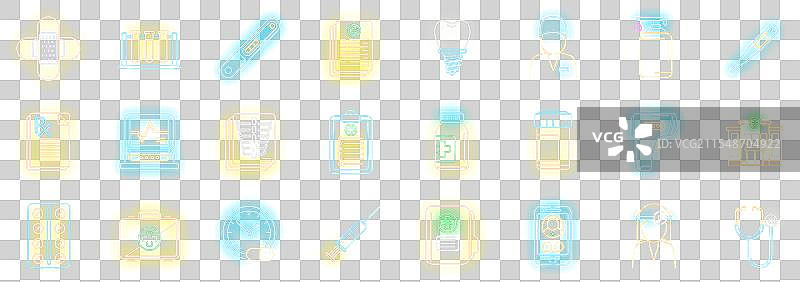 家庭医生图标集霓虹灯风格图片素材